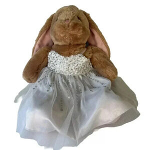 Build A Bear Workshop BAB Tan Bunny Rabbit 16" Plush With White Dress